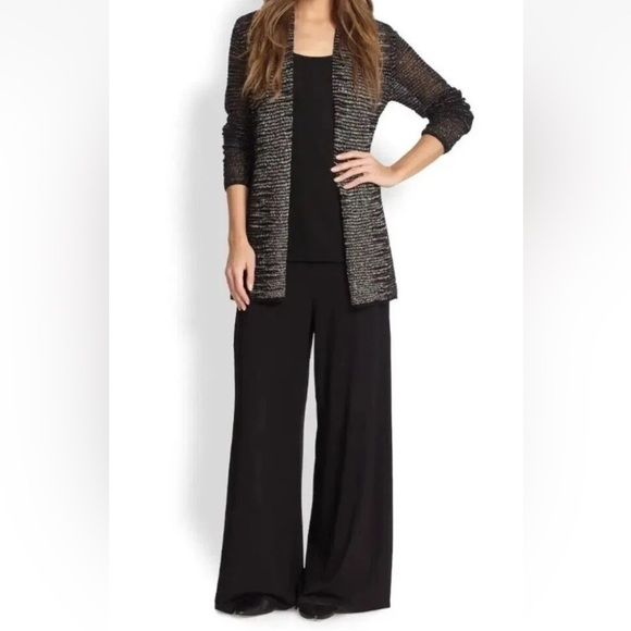 EILEEN FISHER NWOT Washable Wool Linen Blurred Stripes Straight Cardigan - Picture 3 of 8